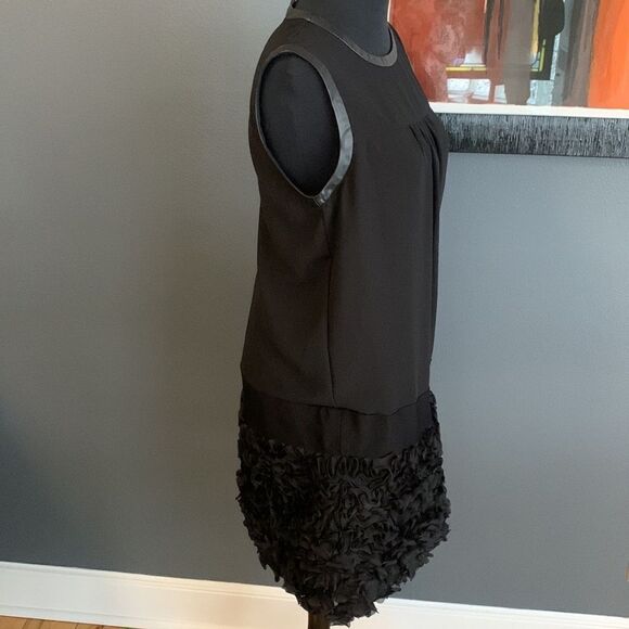 Giambattista Valli for impulse black vegan leather matte swirl ribbon hem midi S - Picture 4 of 9